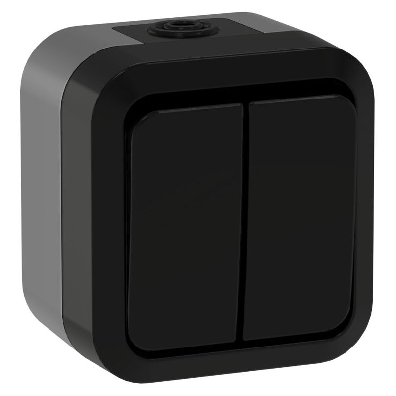 TORS Выключатель двухклавишный проходной 10А IP55 TS125 графит IEK