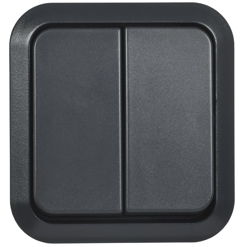 TORS Выключатель двухклавишный проходной 10А IP55 TS125 графит IEK