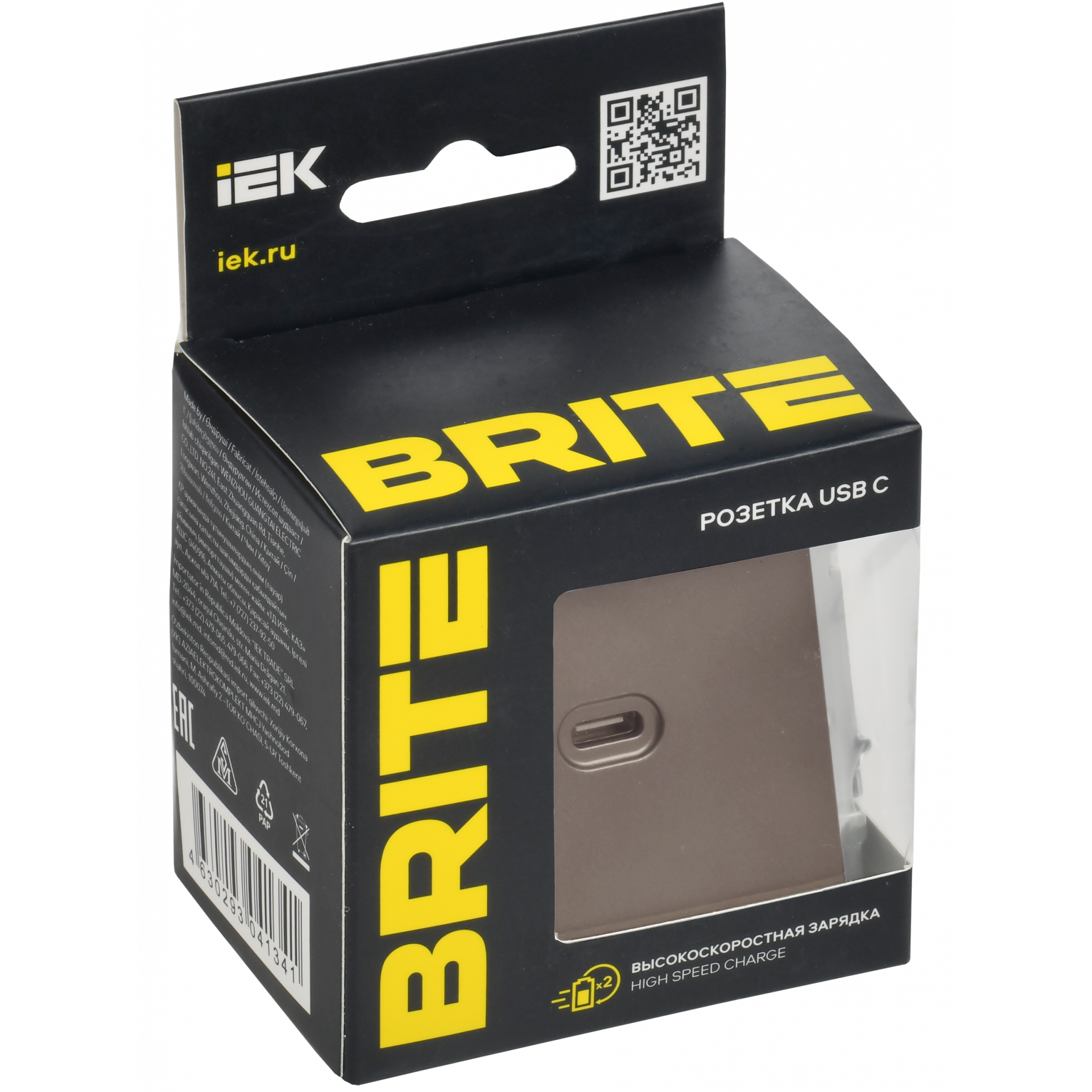 BRITE Розетка USB C 65Вт высокоскоростная зарядка РЮ12-1-БрТБ темная бронза IEK