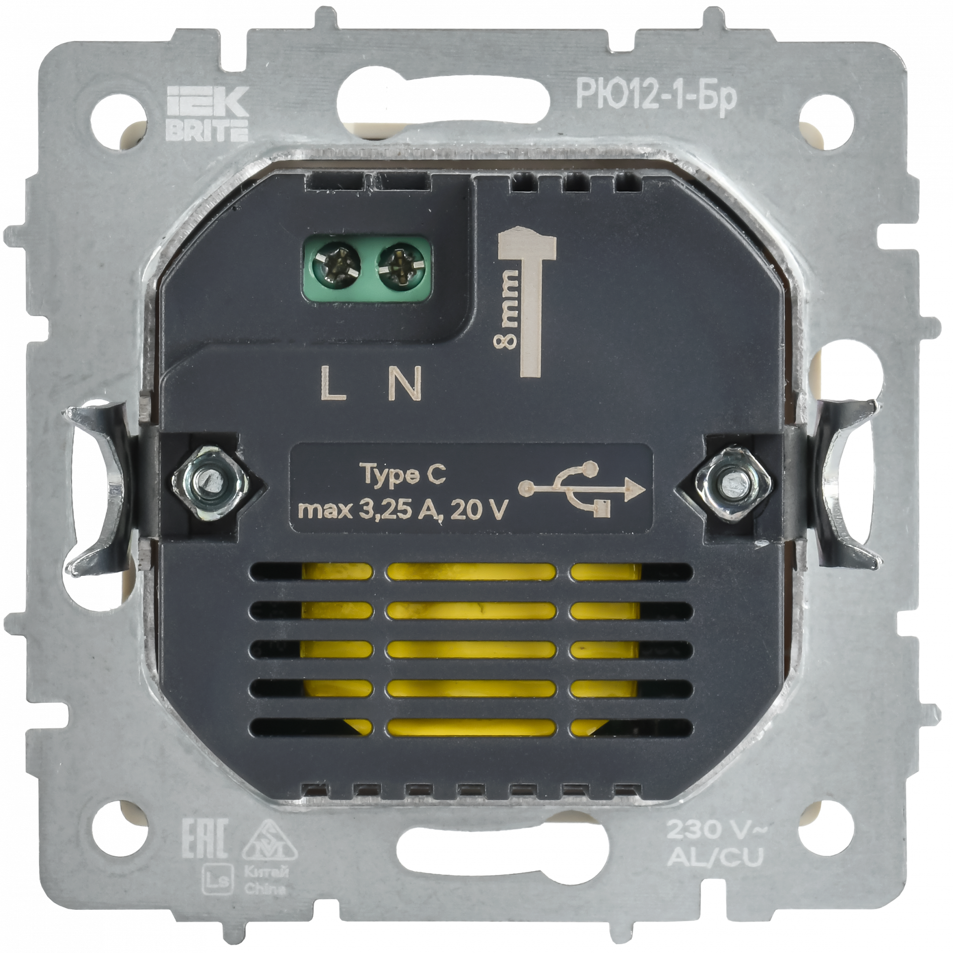 BRITE Розетка USB C 65Вт высокоскоростная зарядка РЮ12-1-БрТБ темная бронза IEK