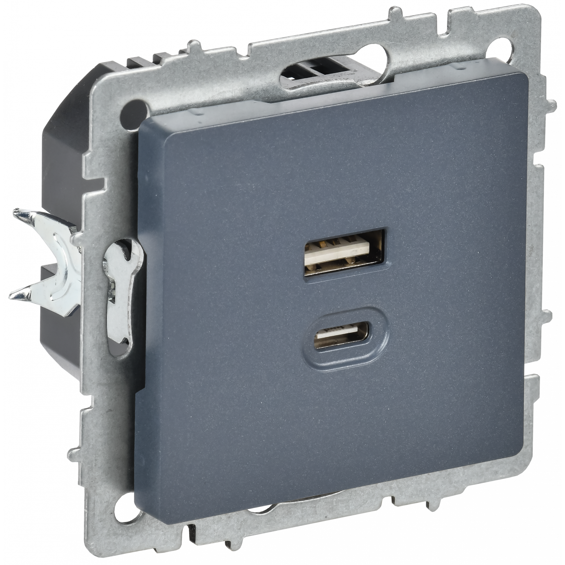 BRITE Розетка USB A+C 45Вт высокоскоростная зарядка РЮ11-2-БрМ маренго IEK