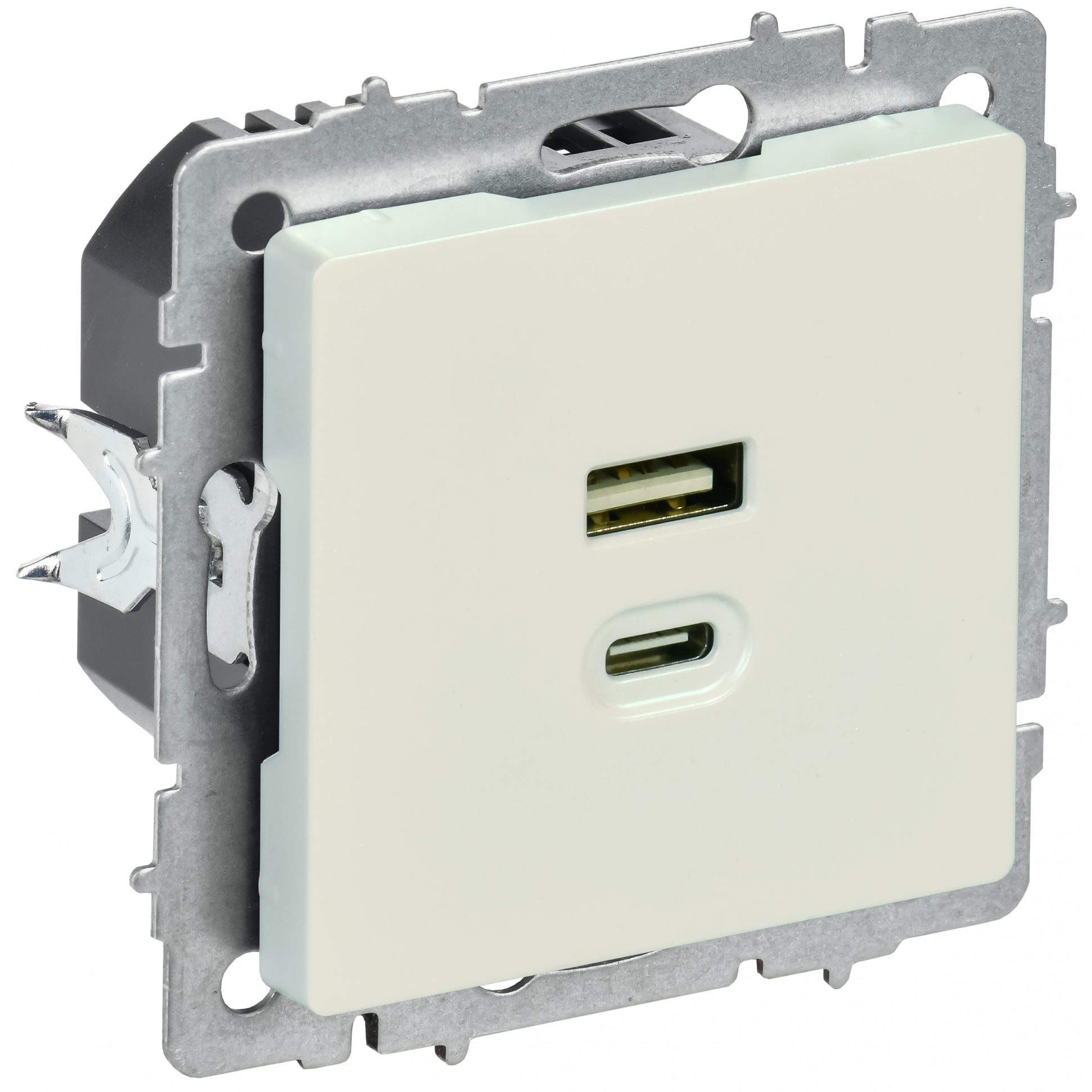 BRITE Розетка USB A+C 45Вт высокоскоростная зарядка РЮ11-2-БрЖ жемчуг IEK