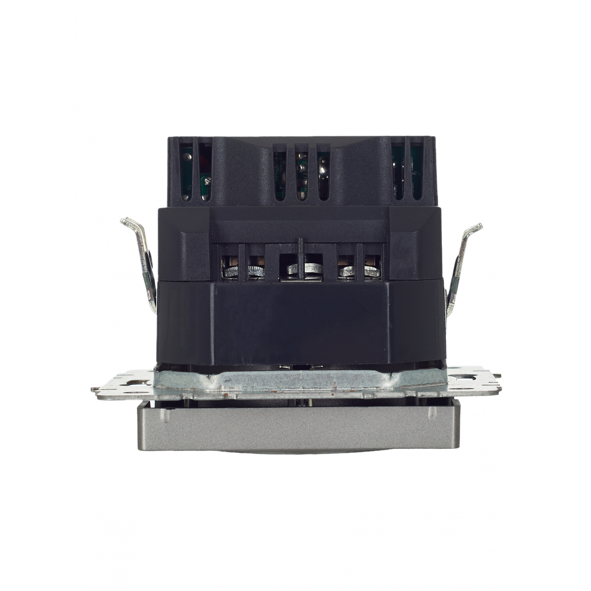 BRITE Розетка 1-местная с заземлением с защитными шторками 16А с USB A+A 5В 3,1А РЮш10-2-БрС сталь IEK