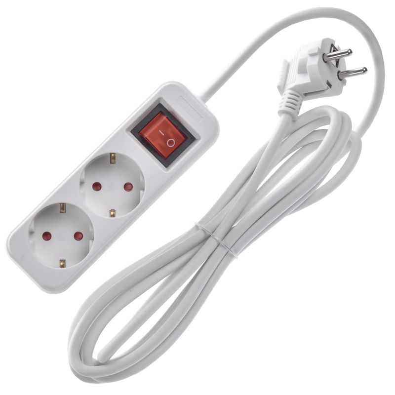 UMA Удлинитель У02К 2 места 2P+PE 3м 3х1мм2 10А белый IEK