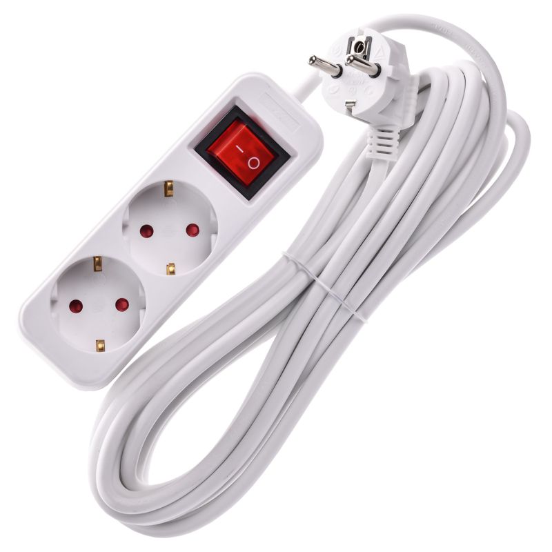 UMA Удлинитель У02К 2 места 2P+PE 5м 3х1мм2 10А белый IEK