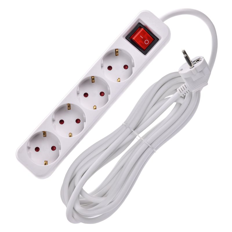 UMA Удлинитель У04К 4 места 2P+PE 5м 3х1,5мм2 16А белый IEK