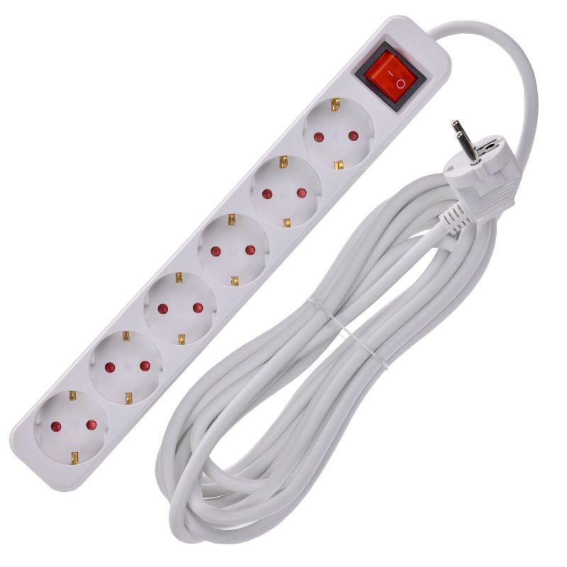 UMA Удлинитель У06К 6 мест 2P+PE 5м 3х1,5мм2 16А белый IEK