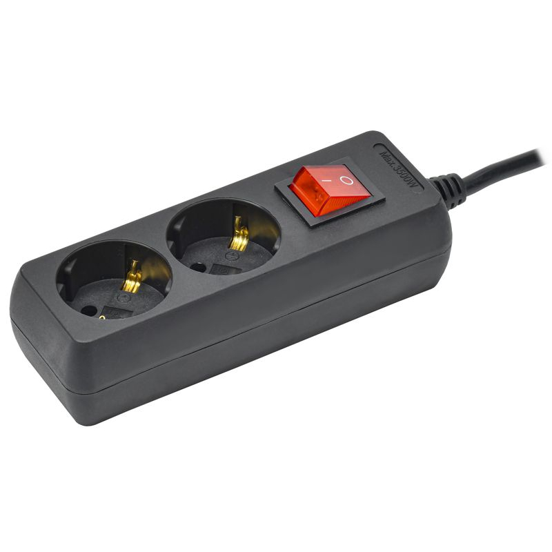 Удлинитель У02К 2 места с заземлением 3м 3х1мм2 16А/250В черный IEK