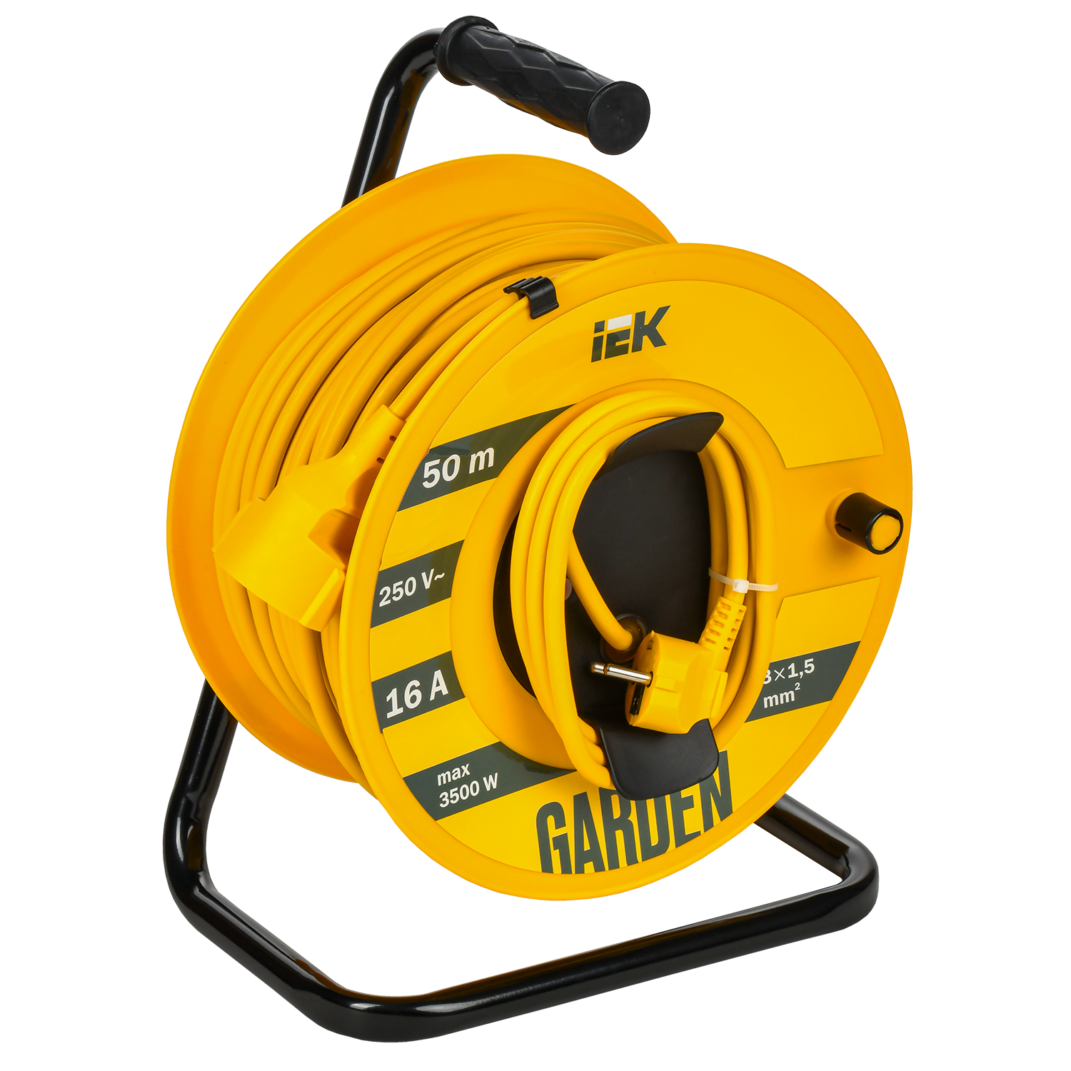 GARDEN Катушка УК50 1 место с заземлением с термозащитой 3х1,5мм2 50м IEK