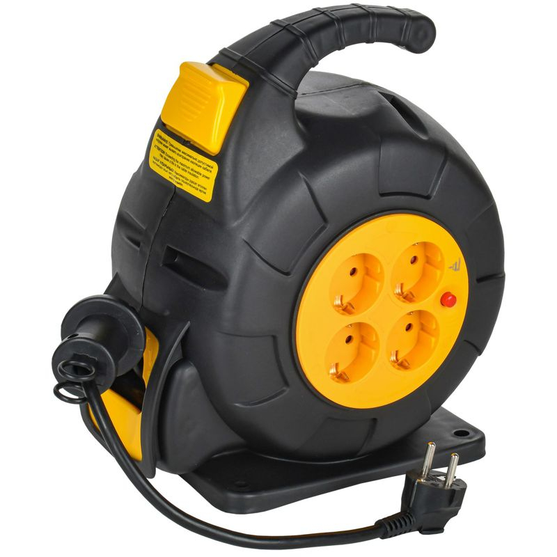 TWIST Катушка УК10 4 места с заземлением 3х1,5мм2 с автосмоткой кабеля 10м IEK