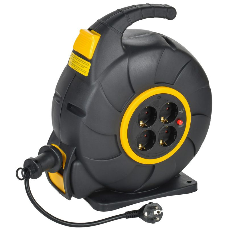 TWIST Катушка УК20 4 места с заземлением 3х1,5мм2 с автосмоткой кабеля 20м IEK