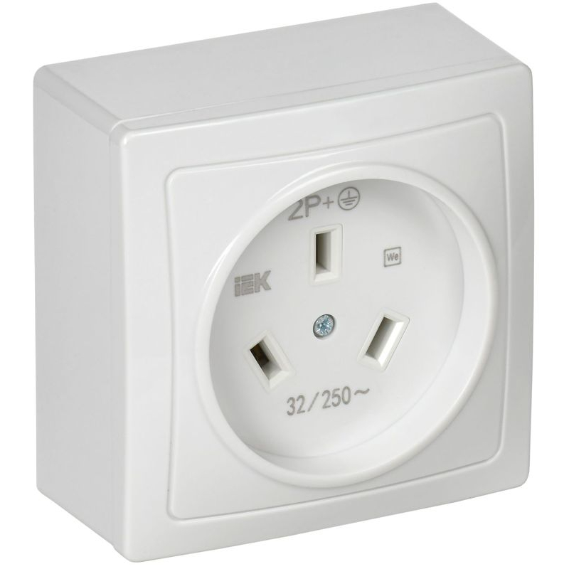 Розетка разборная для плиты с заземлением открытая установка 32А Рпл10-К белая IEK
