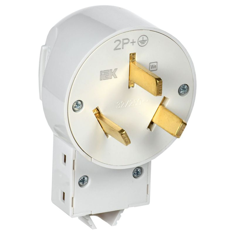Вилка разборная для плиты с заземлением 32А белая Впл10-К IEK