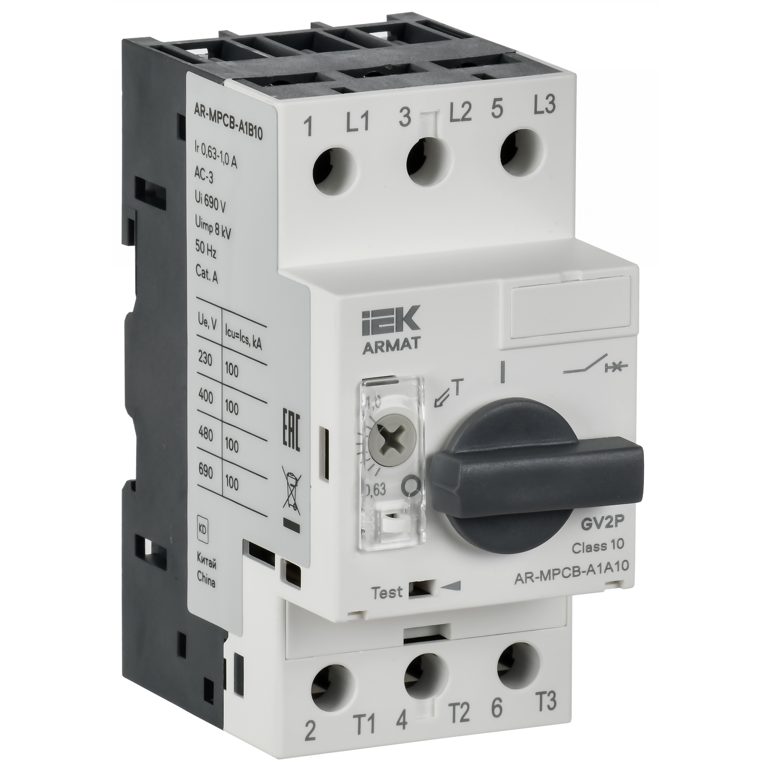 ARMAT Автоматический выключатель защиты двигателя A1 GV2P 0,63-1А IEK