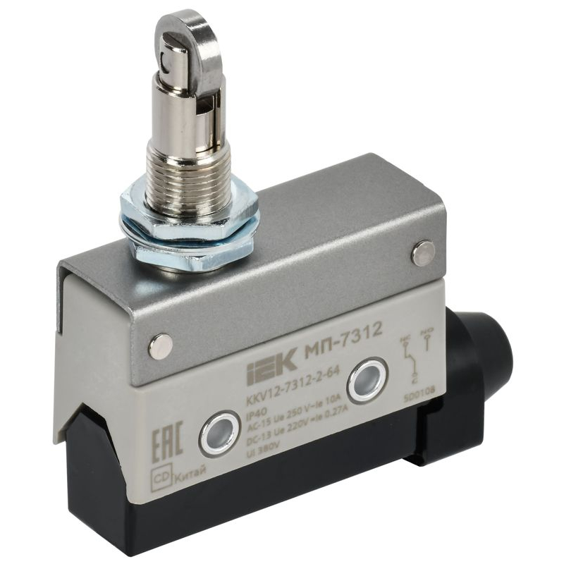 Микропереключатель концевой МП-7312 вертикальный толкатель с нажимным роликом резьбовое крепление IP40 IEK
