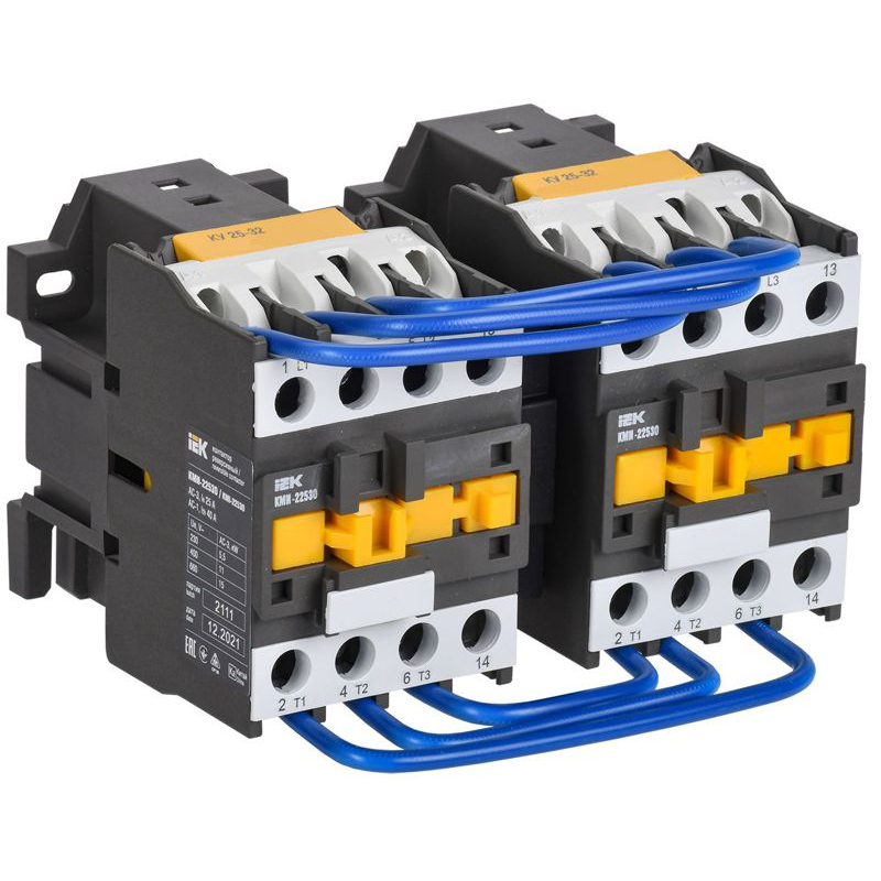 Контактор КМИ-22530 реверс 25А 400В/АС3 2NO IEK