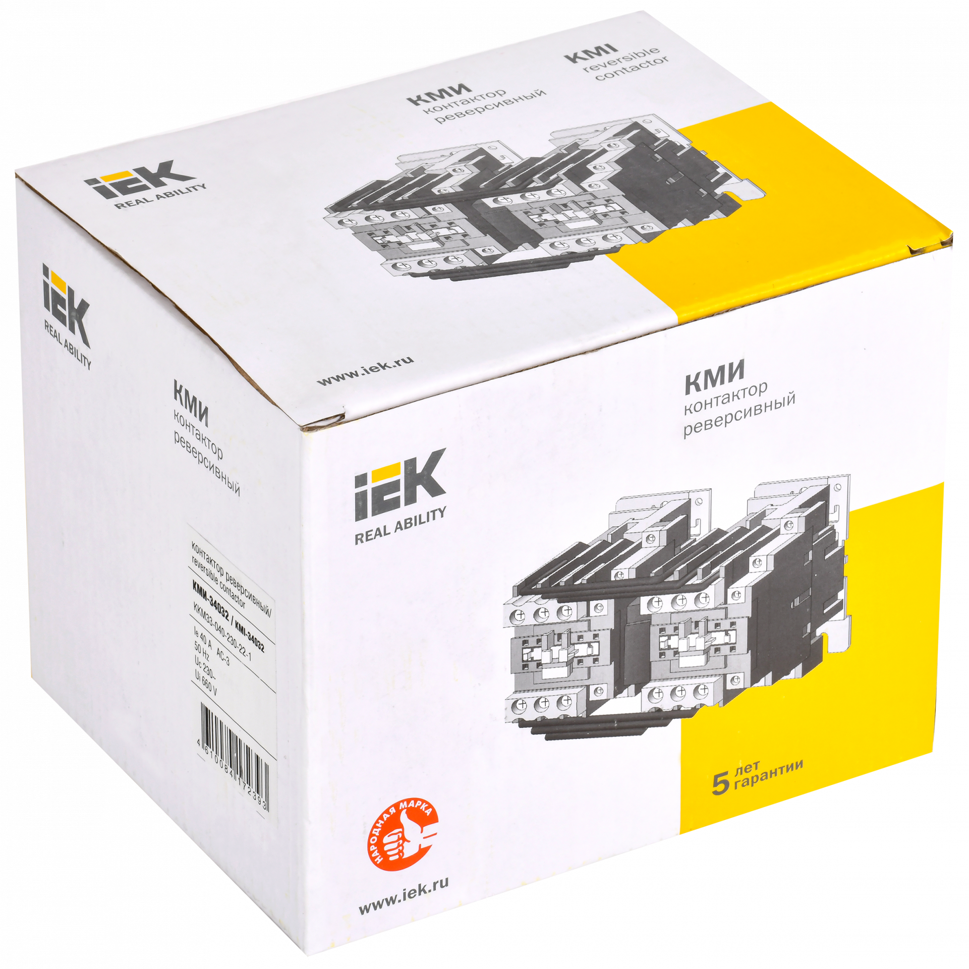 Контактор КМИ-34032 реверс 40А 230В/АС3 2NO;2NC IEK