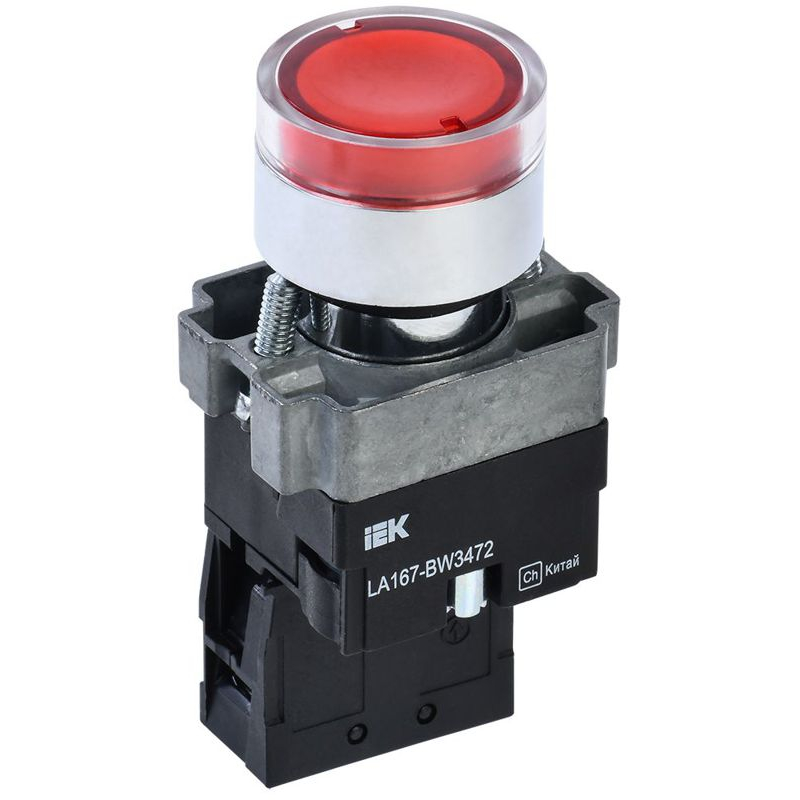 Кнопка управления LA167-BW3472 d=22мм RC 1NC с подсветкой красная IEK