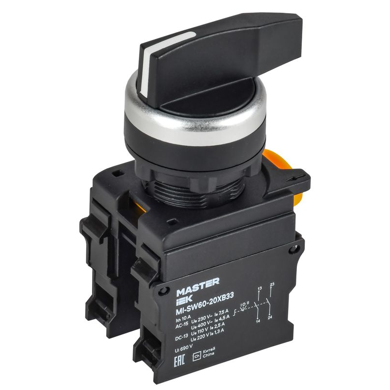 Переключатель длинная ручка на 3 положения возвратный 2NO MASTER IEK