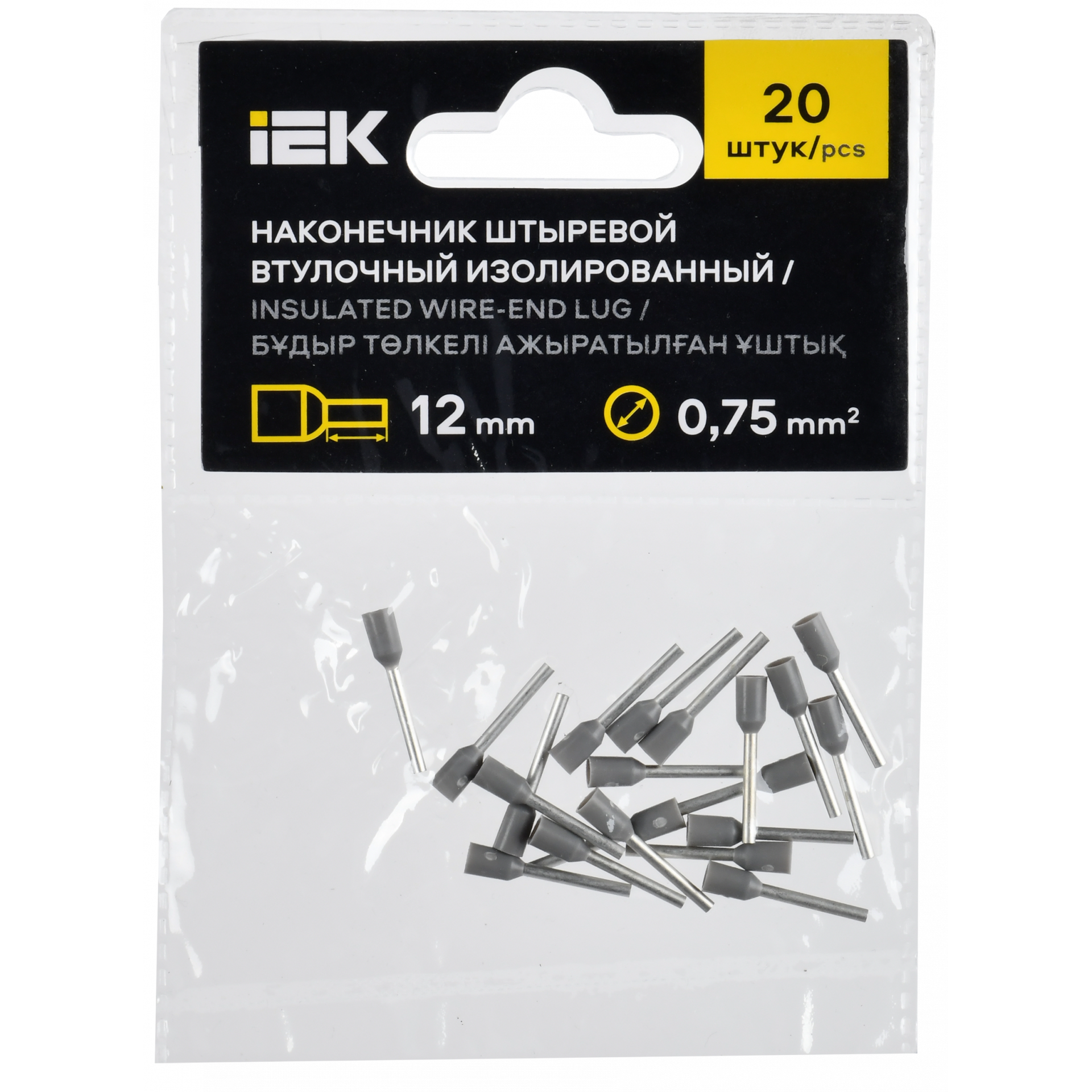 Наконечник НШВИ 0,75-12 серый (20шт/упак) IEK