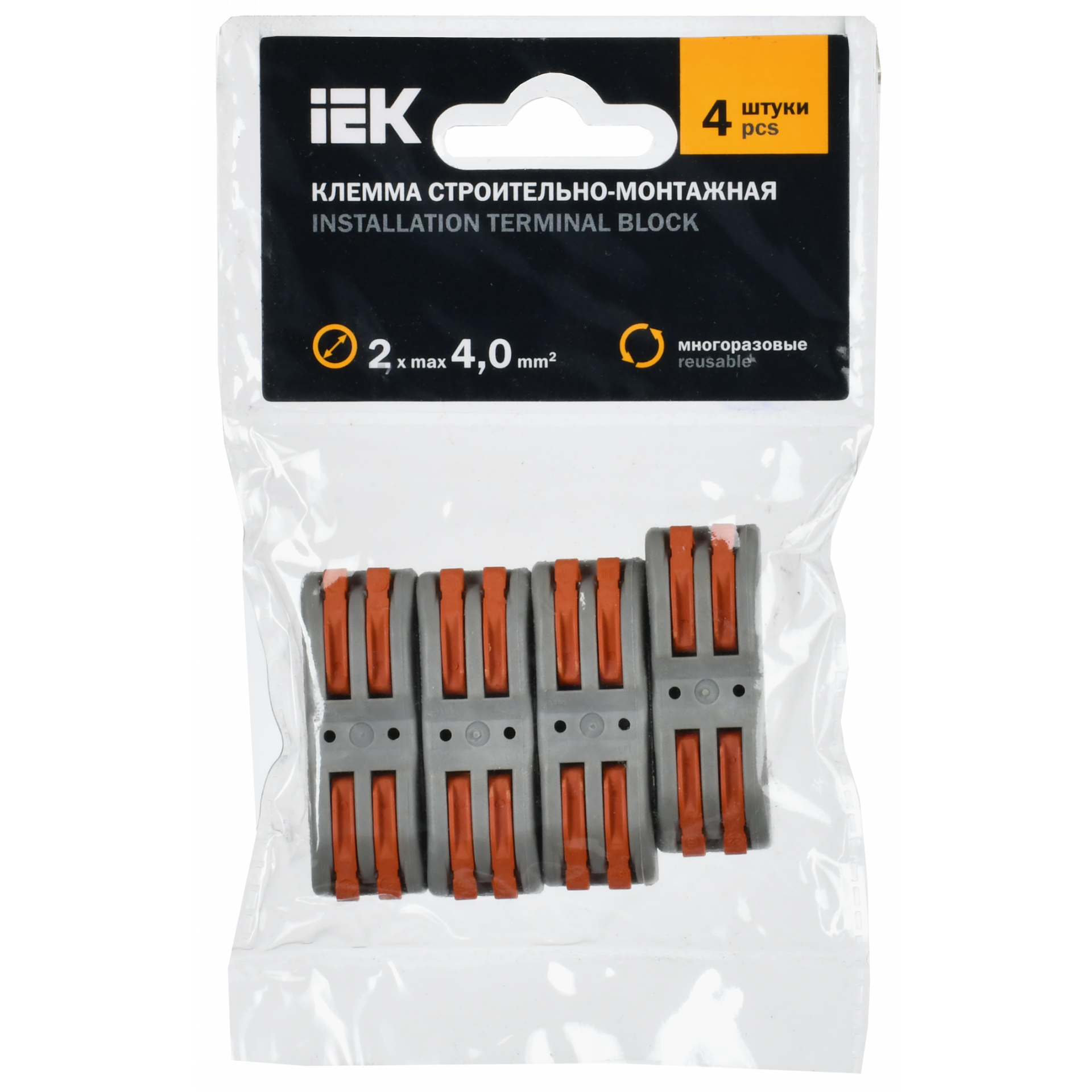 Строительно-монтажная клемма СМК 222-4122 проходная (4шт/упак) IEK