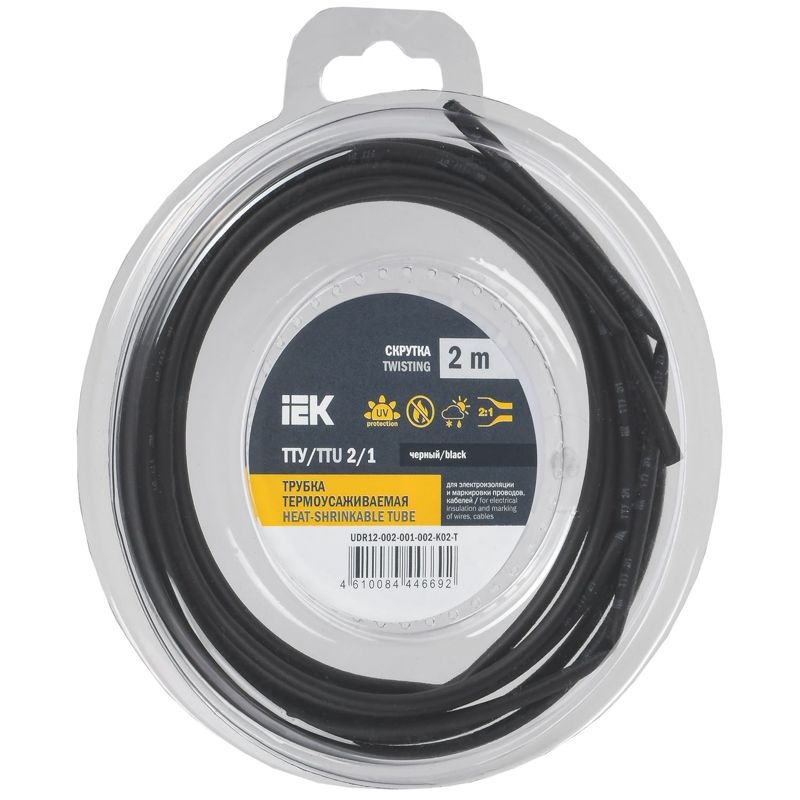 Трубка термоусадочная ТТУ нг-LS 2/1 черная (2м/упак) IEK