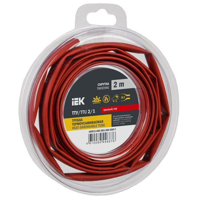 Трубка термоусадочная ТТУ нг-LS 2/1 красная (2м/упак) IEK
