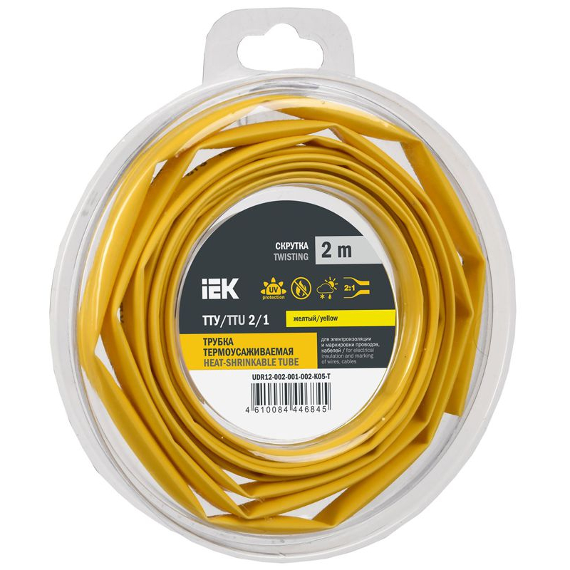 Трубка термоусадочная ТТУ нг-LS 2/1 желтая (2м/упак) IEK