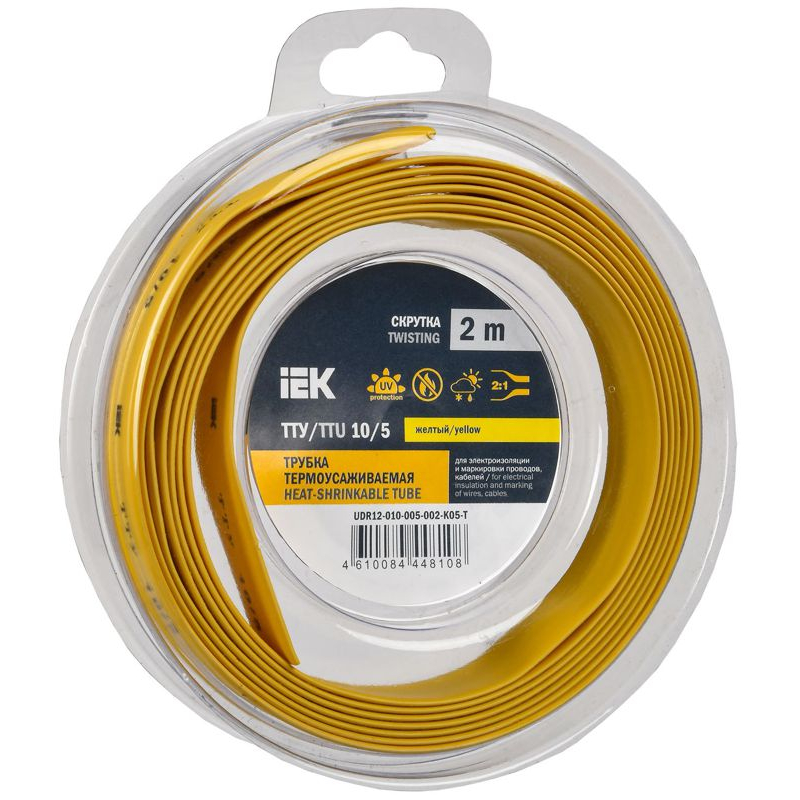 Трубка термоусадочная ТТУ нг-LS 10/5 желтая (2м/упак) IEK