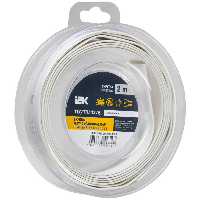 Трубка термоусадочная ТТУ нг-LS 12/6 белая (2м/упак) IEK