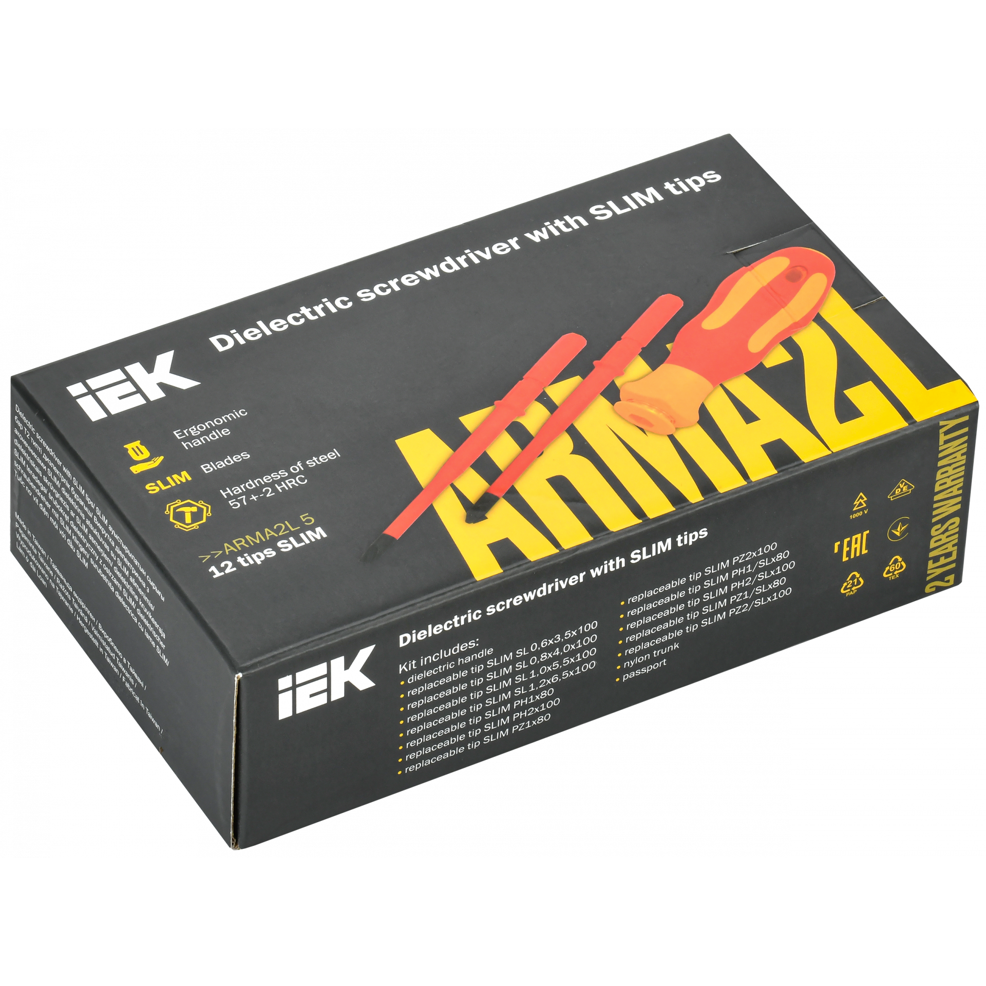 ARMA2L 5 Набор диэлектрической отвертки со сменными жалами SLIM Т2 13шт IEK