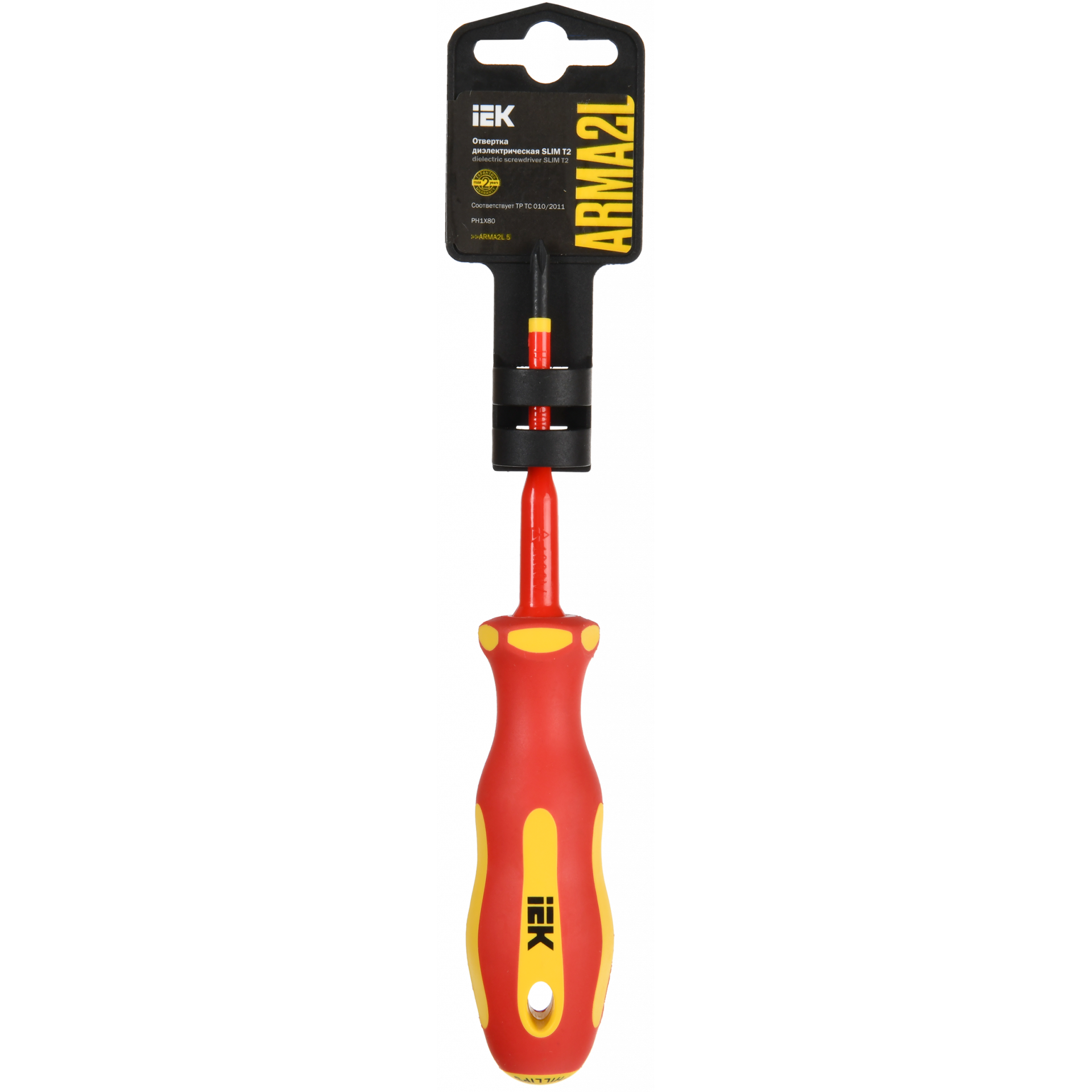 ARMA2L 5 Отвертка диэлектрическая SLIM PH1х80 Т2 IEK