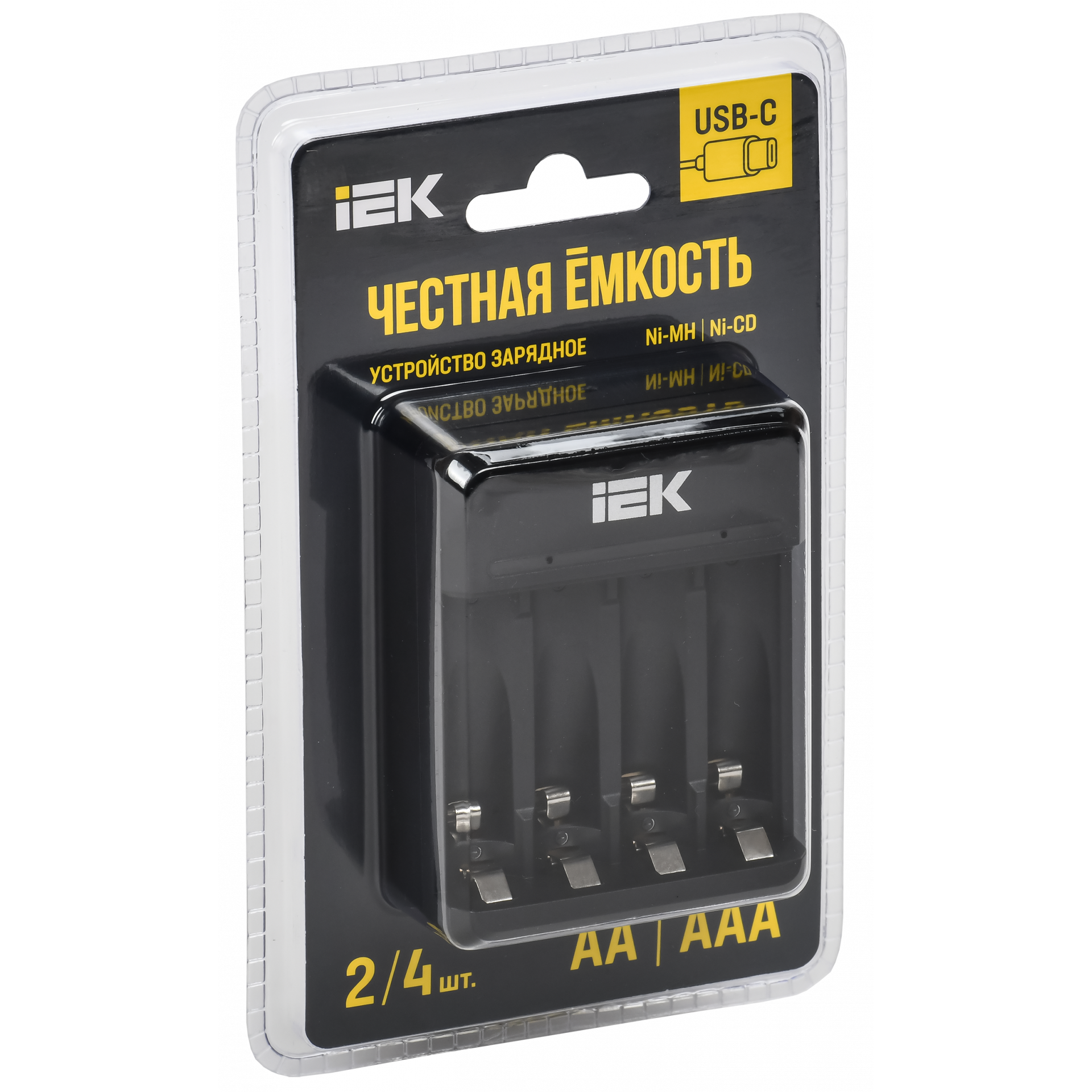 Устройство зарядное для 2-4 NiMH/CD аккумуляторов AA/AAA 200мА с LED индикатором IEK