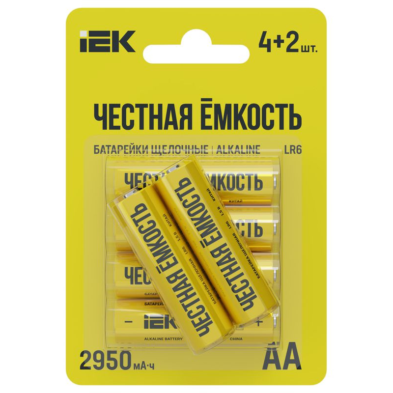 Батарейка щелочная Alkaline LR6/AA (4+2шт/блистер) ПРОМО IEK
