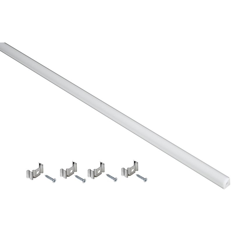 Профиль алюминиевый для светодиодной ленты 1616 накладной угловой 2м с комплектом аксессуаров (опал) IEK