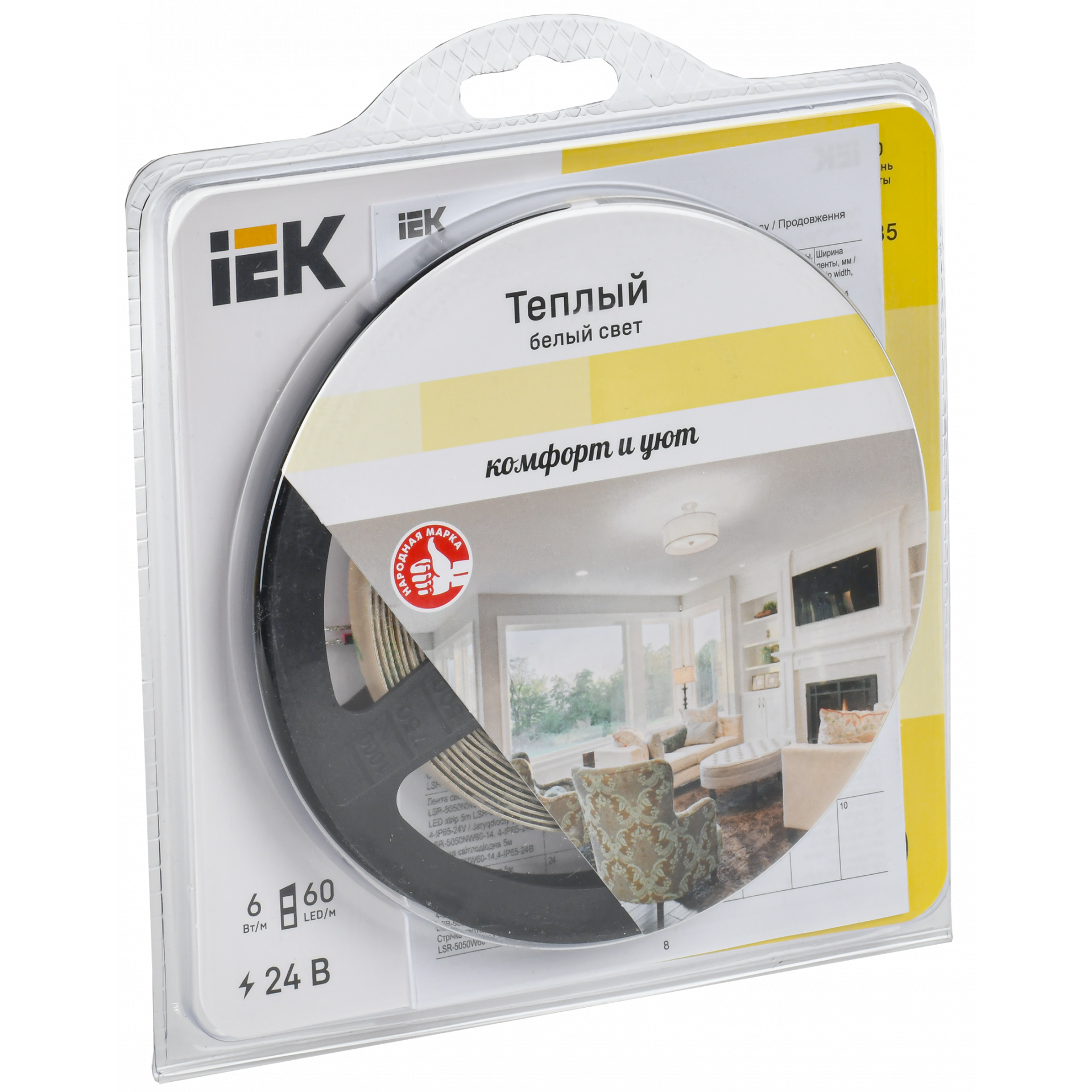 Лента светодиодная 5м LSR-2835WW60-6-IP20-24В IEK