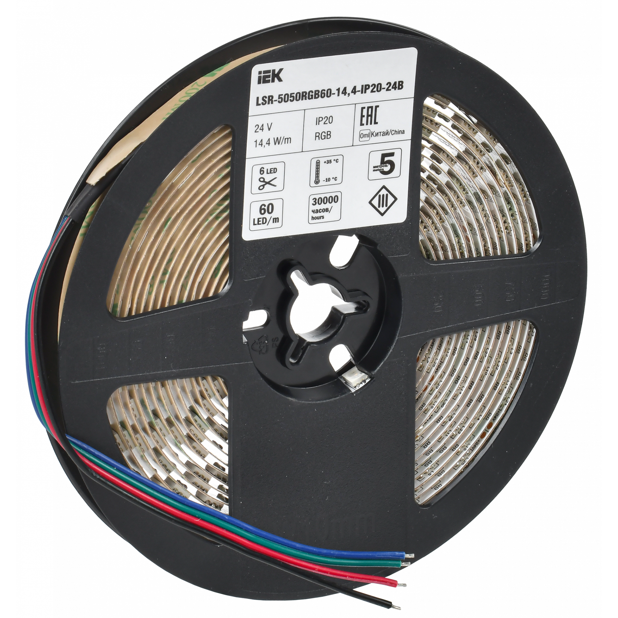 Лента светодиодная 5м LSR-5050RGB60-14,4-IP20-24В IEK