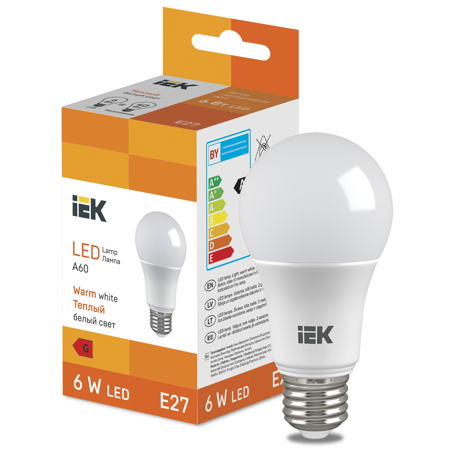LED Bulb A60 510lm 3000K E27 IEK