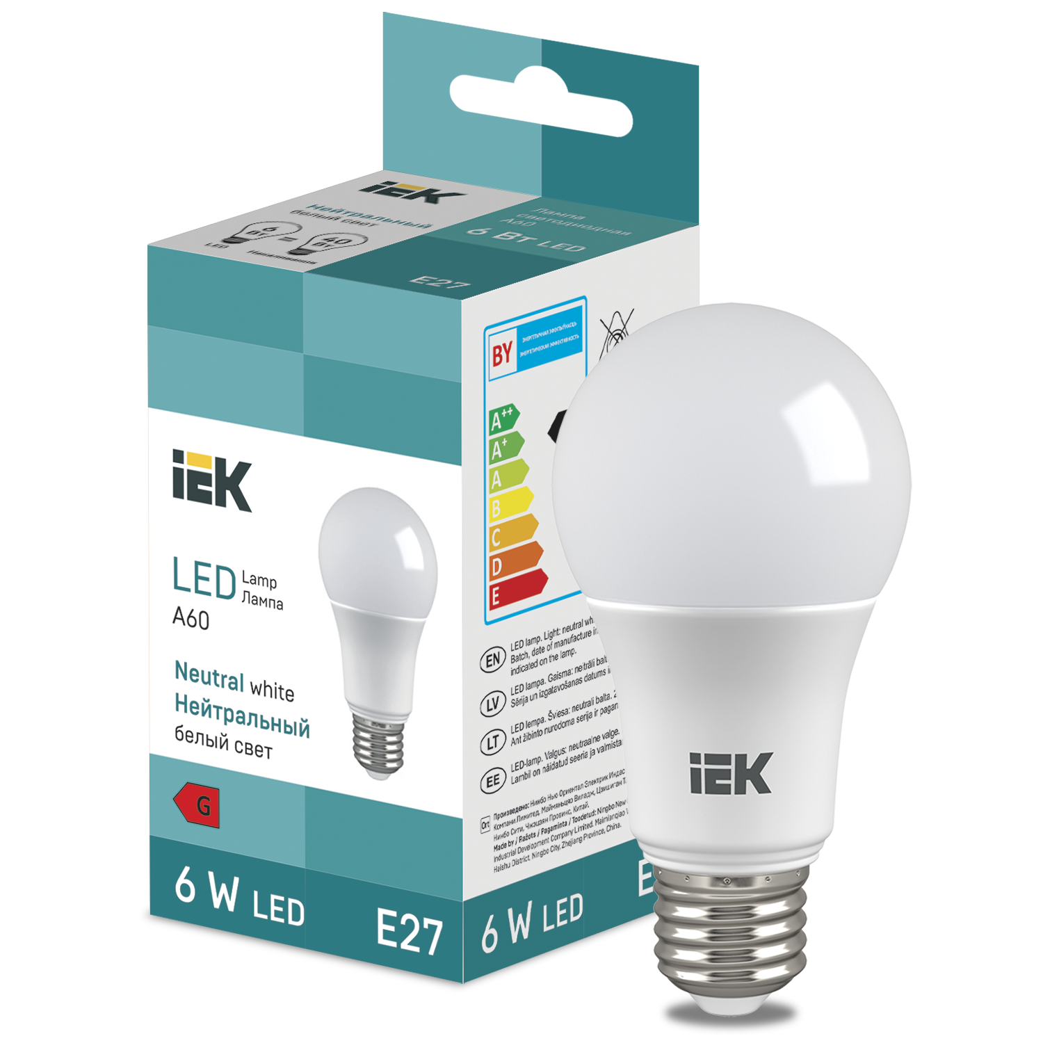 LED Bulb A60 510lm 4000K E27 IEK