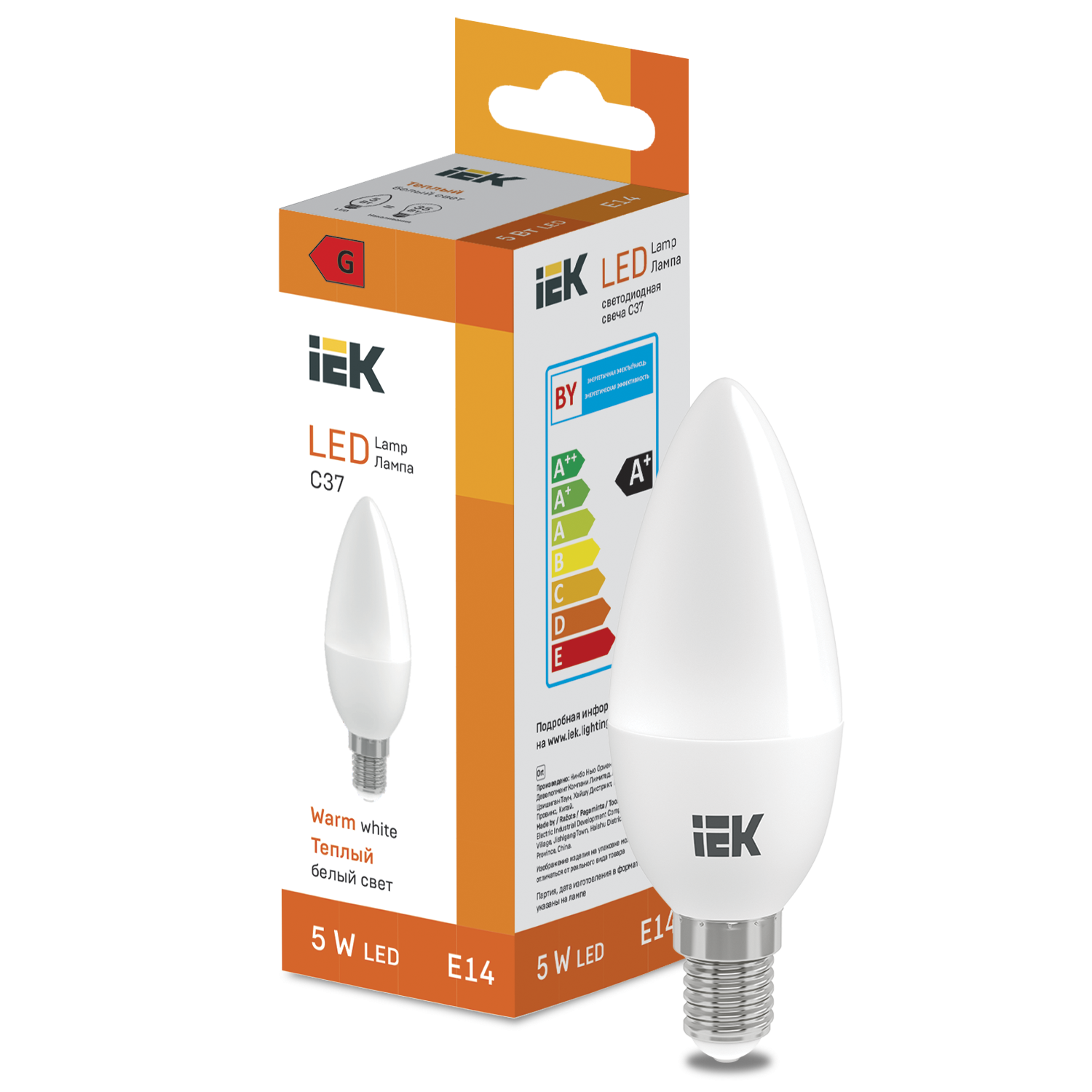 LED Candle C37 400lm 3000K E14 IEK