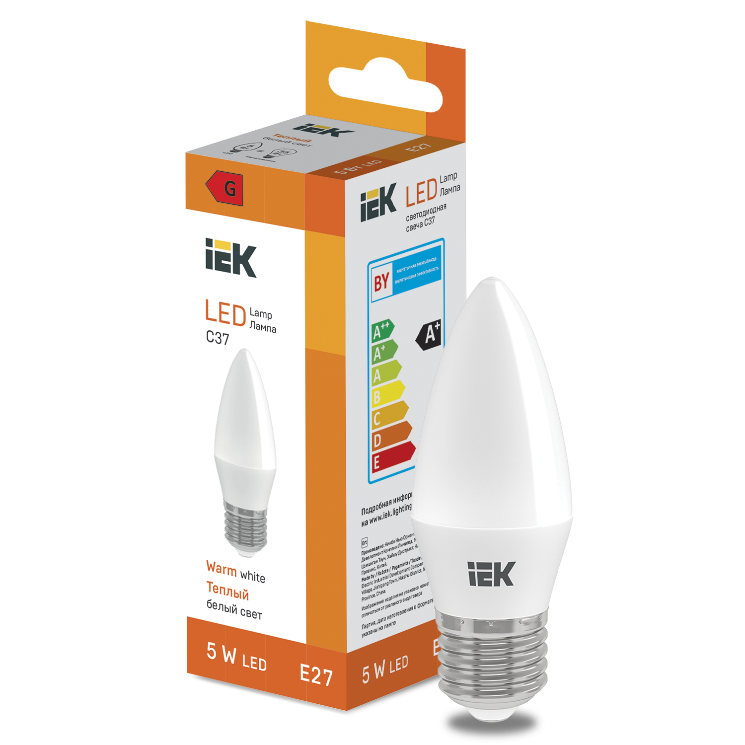 LED Candle C37 400lm 3000K E27 IEK