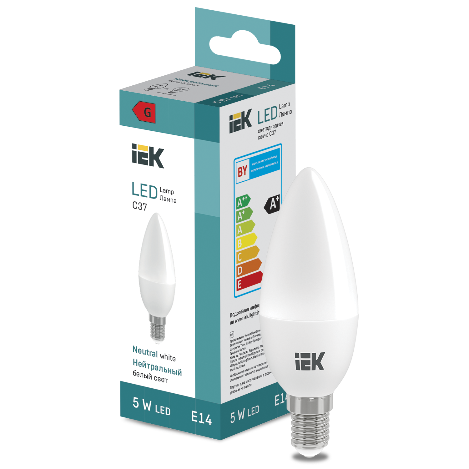 LED Candle C37 400lm 4000K E14 IEK