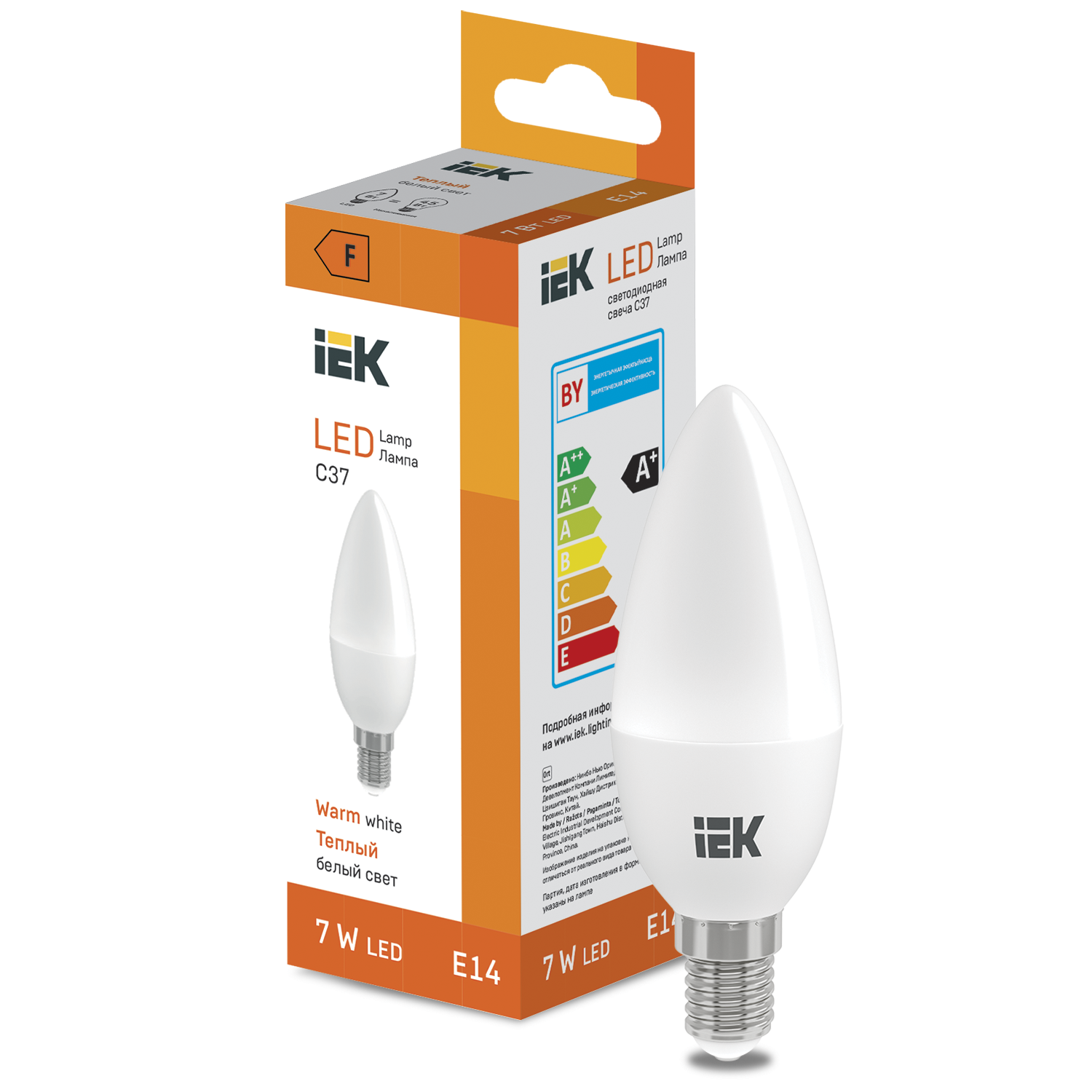 LED Candle C37 600lm 3000K E14 IEK