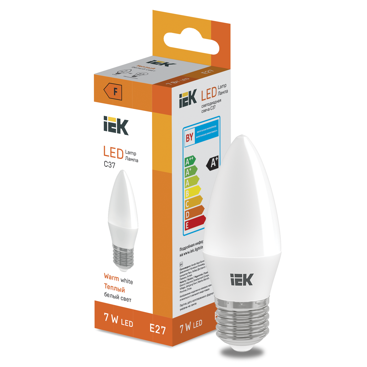 LED Candle C37 600lm 3000K E27 IEK