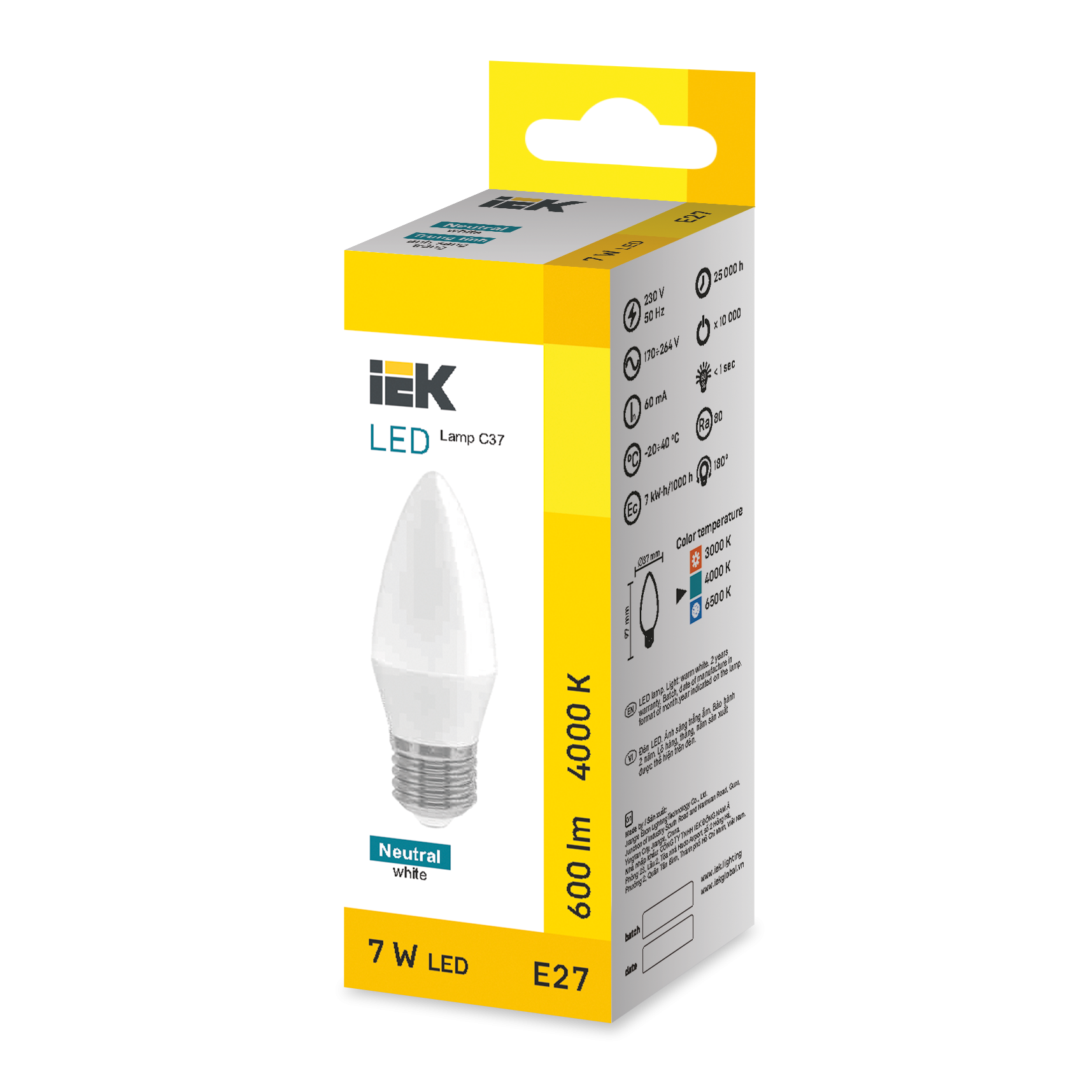 LED Candle C37 7W 4000K E27 IEK