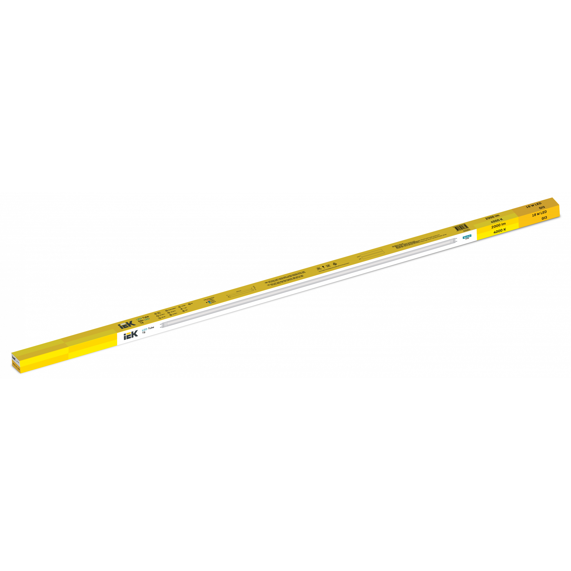 LED Tube T8 18W 4000K G13 IEK