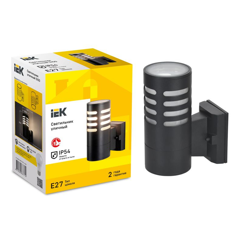 Светильник уличный 5100 настенный под лампу E27 IP54 черный IEK