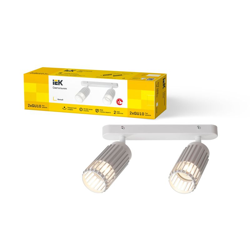 Светильник 4208 настенно-потолочный под лампу 2хGU10 белый IEK