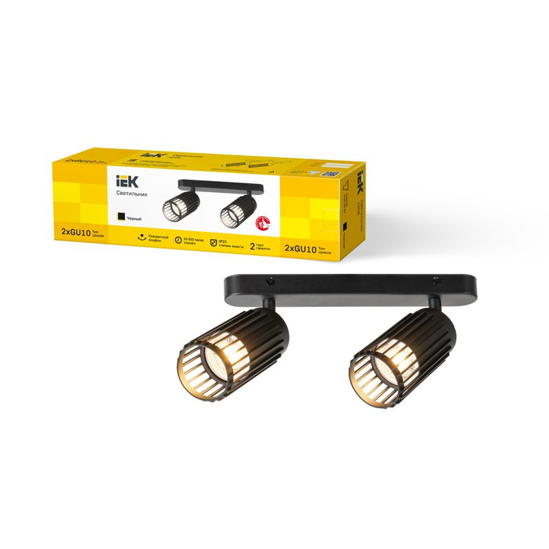 Светильник 4208 настенно-потолочный под лампу 2хGU10 черный IEK