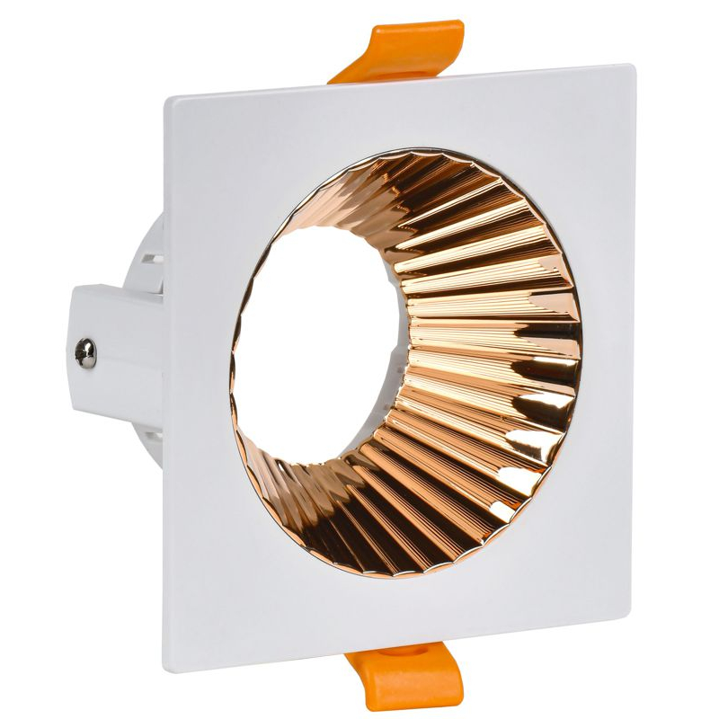 Светильник 4109 встраиваемый поворотный под лампу GU10 белый/золото пластик IEK